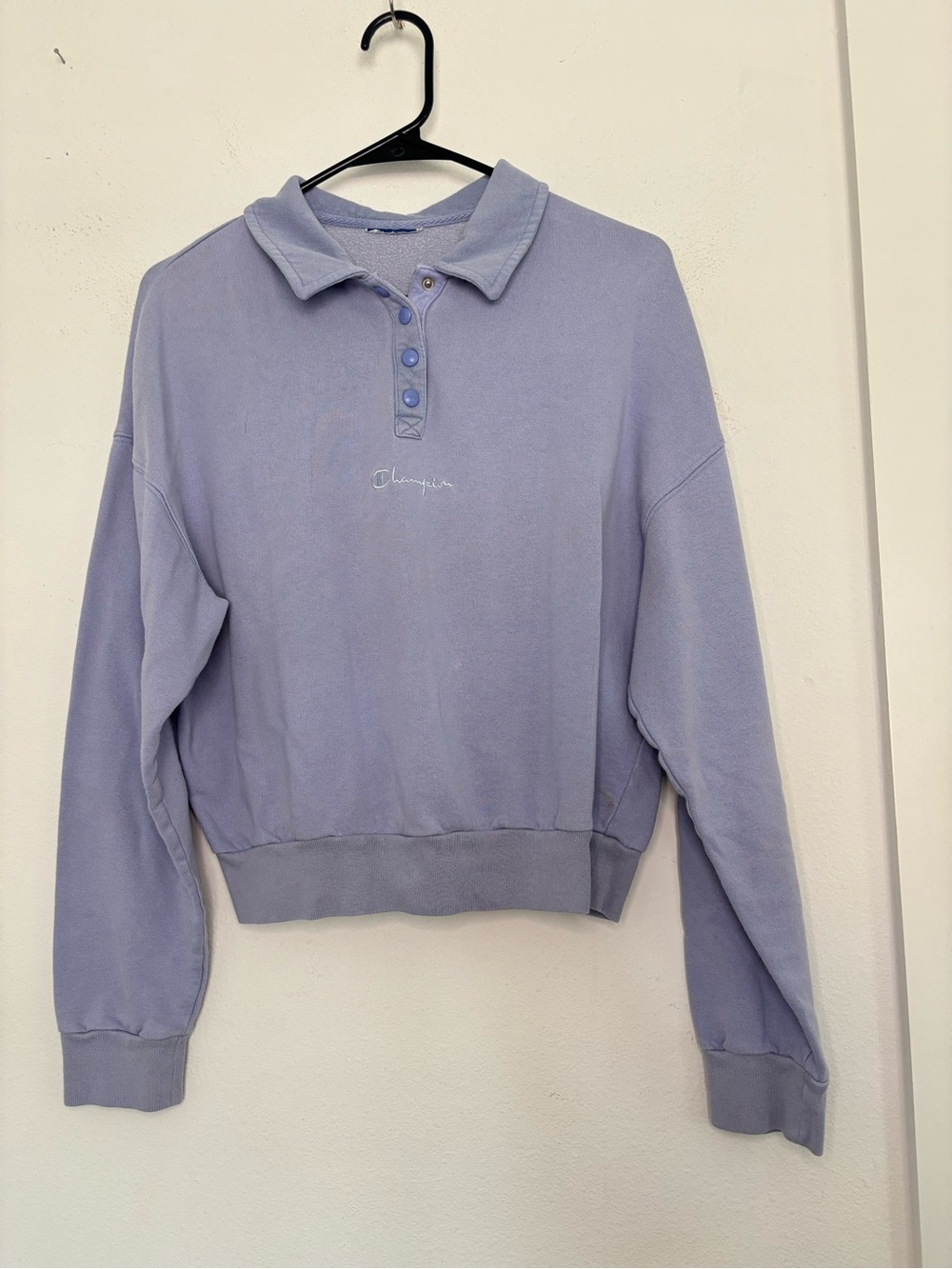 CHAMPION LIGHT PURPLE SPORTY COLLARED BUTTON UP SWEATER SZ SMALL